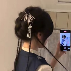 新中式竹节流苏发簪高级感气质国风复古发钗汉服马面裙头饰发饰女