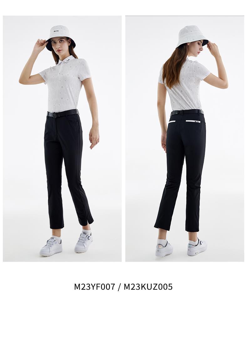 Áo phông nữ in hoa ngắn tay chơi golf vải thể thao đàn hồi cao mùa hè — M23YF007-màu trắng chi tiết 7