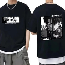 日本动漫李维阿克曼图形印花t恤街头酷Y2K原宿衬衫李维阿克曼男女