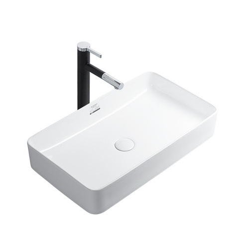 Nordic-style Square Washbasin for Countertop Use, Household Vanity Sink—Available in Wide and Narrow Versions, 60 cm Long; Creative Ceramic Basin Ideal for Small Balconies