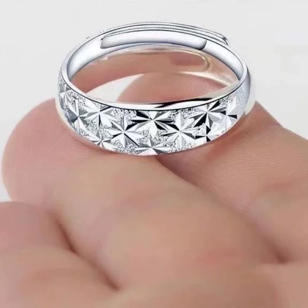 High-quality imitation silver-plated ring for women, silver-plated starry sky ring, open adjustable women's ring