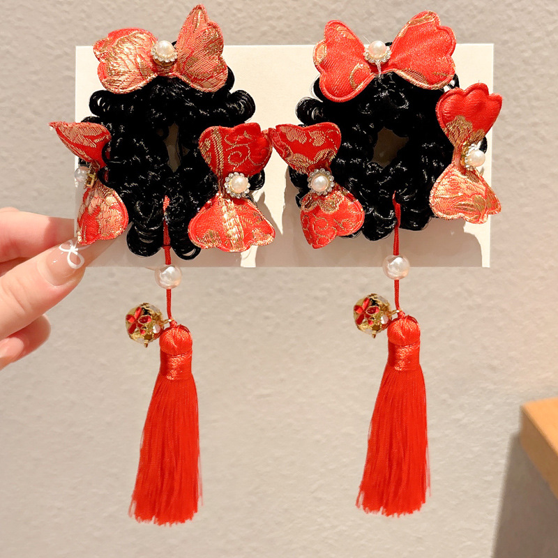 Horquillas Chinas Tradicionales para Niños, Materiales Mixtos, Decorativo, Con Borlas, para Hanfu y Año Nuevo