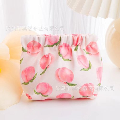 Factory wholesale cute windmill blush storage bag portable spring clip automatic closure printed makeup bag key chain coin purse