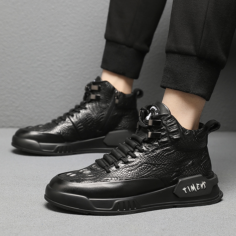 Martin boots for men's winter high cut plush British work anti slip warm snow boots, cold resistant and waterproof_voghion.com