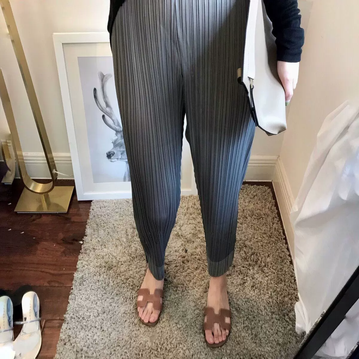 直筒铅笔裤女宽松  三宅一生褶皱裤阔腿长裤夏薄款休闲百褶九分裤