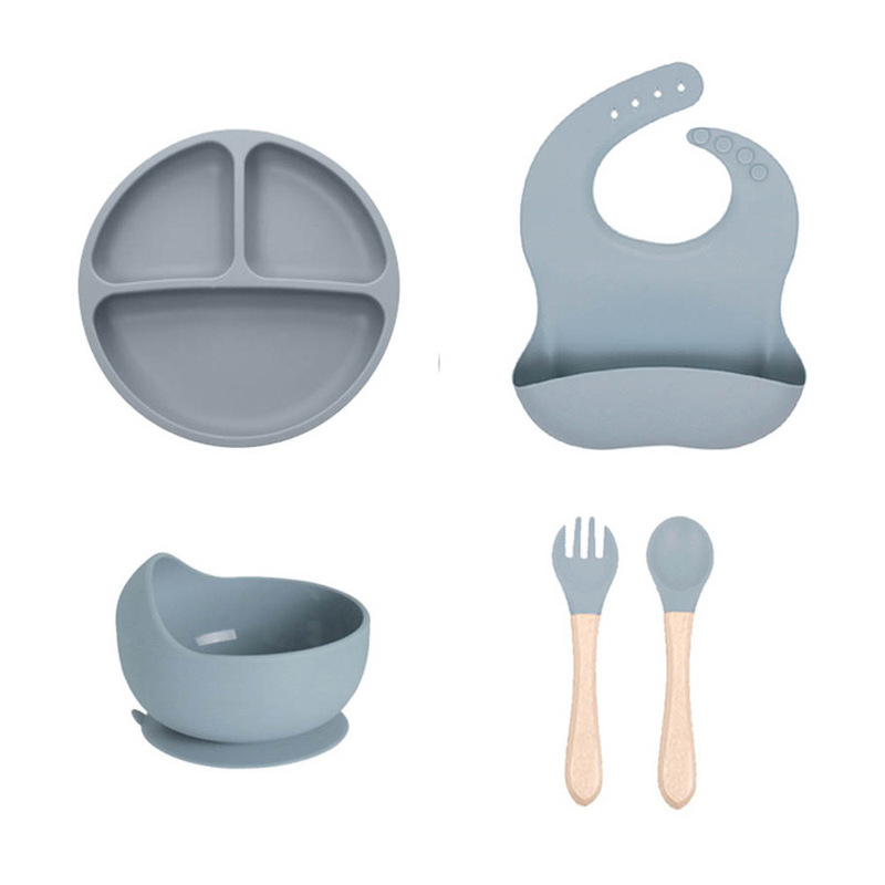 クロスボーダー子供用シリコンディナープレートセット、離乳食サプリメント、分割ディナープレート、ラブディナープレート、母子授乳食器セット|undefined