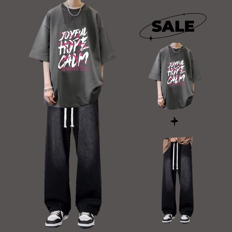 [two-piece set] joyf dark gray + jeans