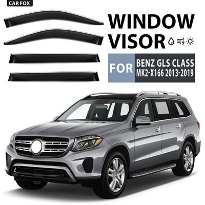 For Mercedes-Benz GLS Class rain shield Benz GLS Class X166 X 167 Window visor (Rain shield) - standard-packing-without-logo-mercedes-benz-gls-class-mk2-x166-2013-2019-plexiglass-silver-bright-strip-window-rain-blast