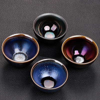 建盞茶杯主人杯四色杯陶瓷品茗杯藍麒麟百花油滴禅定窯變天目茶盞