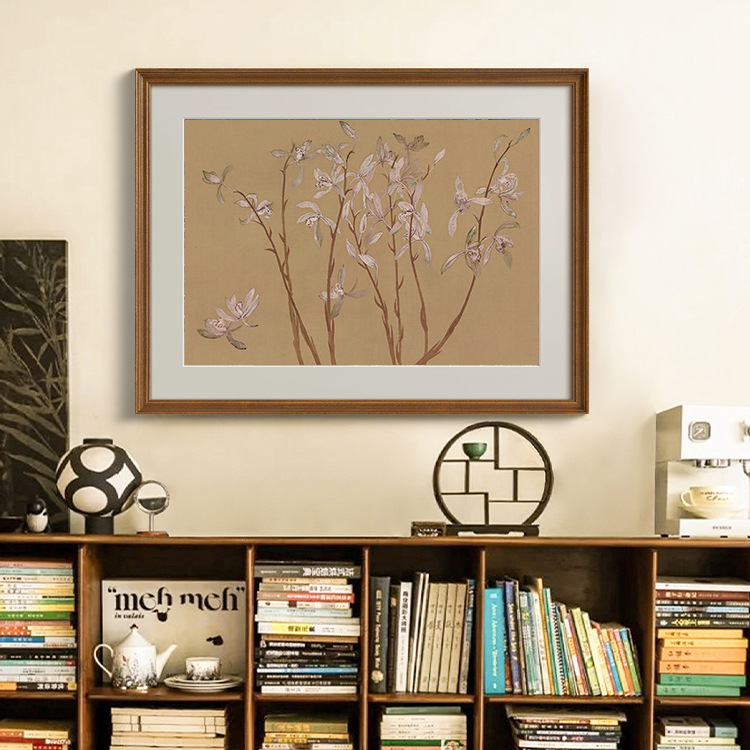 French Middle-Old Style Niche Living Room Dining Room Decorative Painting Jiulan Picture Chinese Style Song Dynasty Aesthetic Corridor Bedroom Hanging Painting