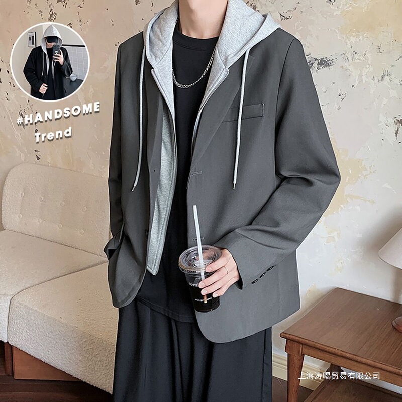 Fake Two-Piece Suit Jacket for Men, New Spring Jacket, British Style, Casual Loose-Fitting Blazer for Men