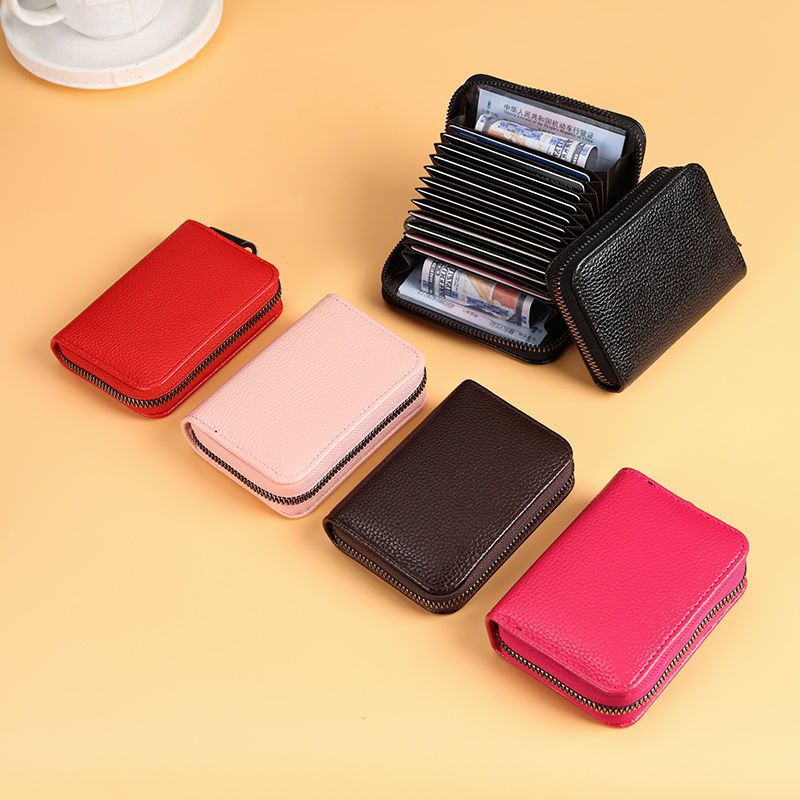 New Women's Multi-Card Slot Large Capacity Anti-Magnetic Bank Card Holder Driving Documents Bag Zipper Ultra Thin Zero Wallet