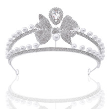 新娘皇冠發飾日韓婚禮宴會生日禮物公主冠頭飾配飾蝴蝶結造型王冠