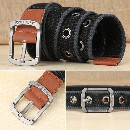 Men's and Women's Zipper Canvas Belt, Korean Style, Versatile Belt for Students, Youth, Military Training, Denim Work Pants with Added Thickness and Length