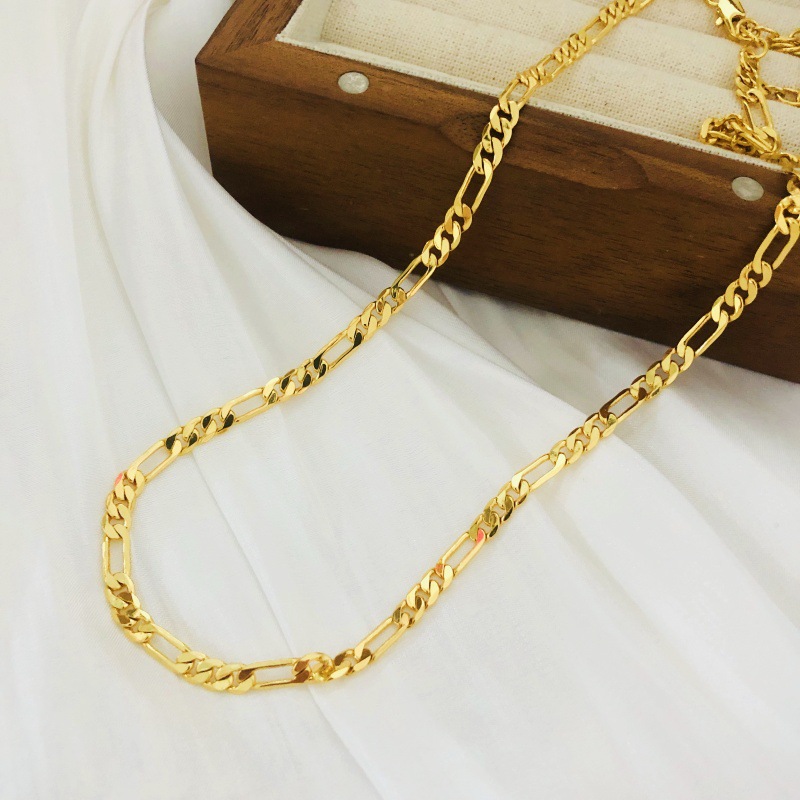 Men's Figaro Chain European American Vintage-style Gold-plated Copper Simple Commuter Necklace For Men Women, Fashionable, Exquisite, And_voghion.com