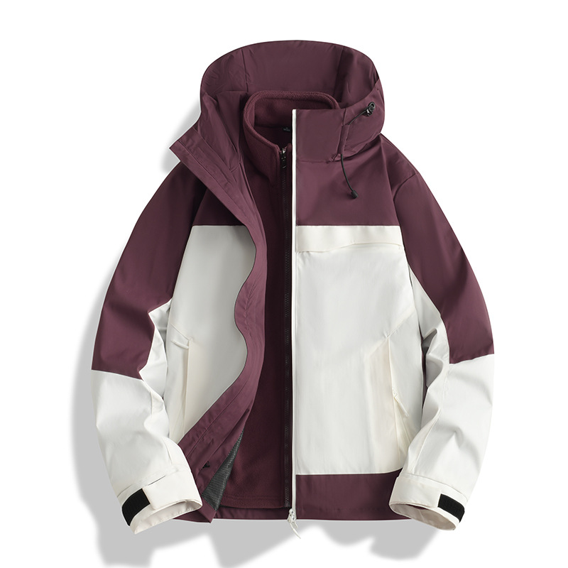 Spring and Autumn Couple's Three-In-One Jacket for Men and Women, Outdoor Mountaineering Windproof Winter Team Work Clothes