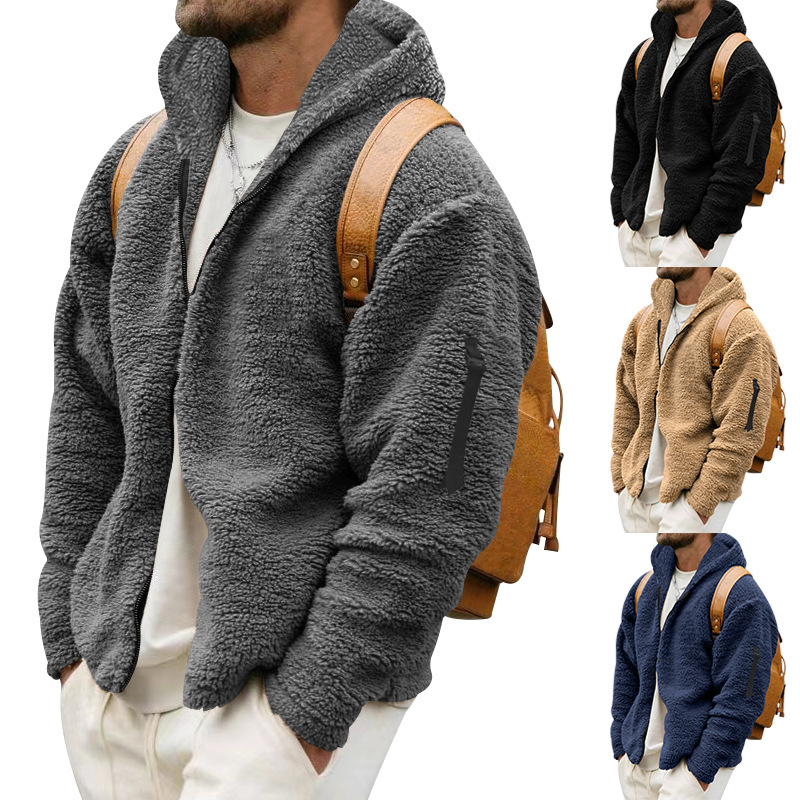 Men's Hooded Jacket Double Sided Arctic Velvet Warm Autumn Winter_voghion.com