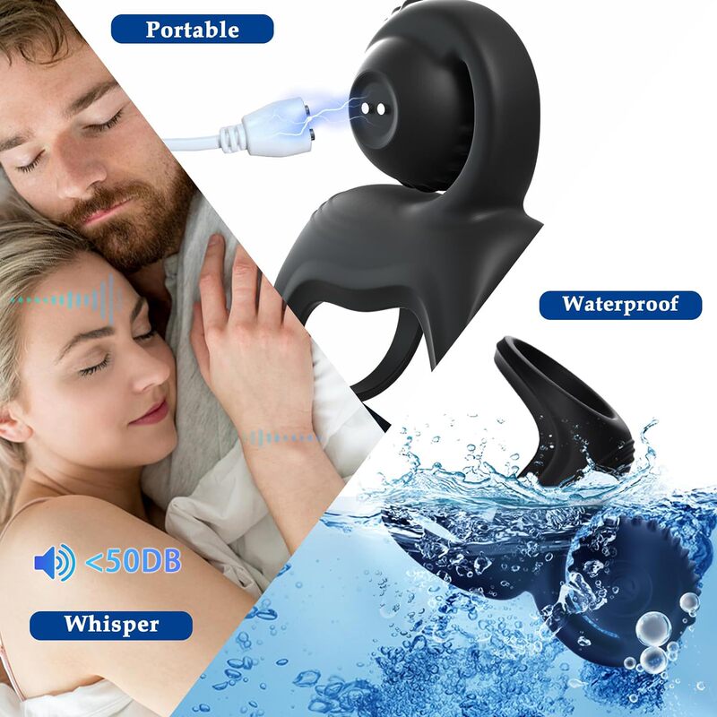 Snail Lock Ring Double Ring Delay Ring  Clitoral Vibration Stimulation Massager Couple Resonance Dual Vibration Sensation
