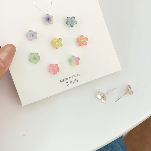 Spring and summer new super fairy silver needle colorful three-dimensional butterfly female earrings fresh and sweet fairy set earrings wholesale