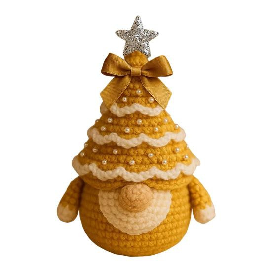 跨境新品钩织Crochet Christmas Tree Gnome圣诞树侏儒家居装饰|undefined