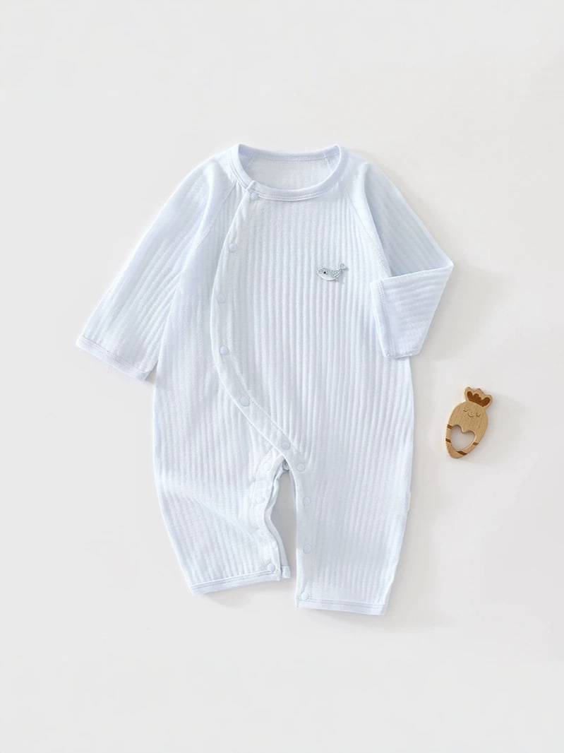 Baby summer jumpsuit, newborn thin air-conditioning clothing, baby seamless long-sleeve crawling suit, ultra-thin home wear