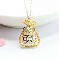 Xinyu S925 Серебряный инкрустированный натуральный изумруд кулон полый кошелек ожерелье Ювелирная фабрика CB3033001