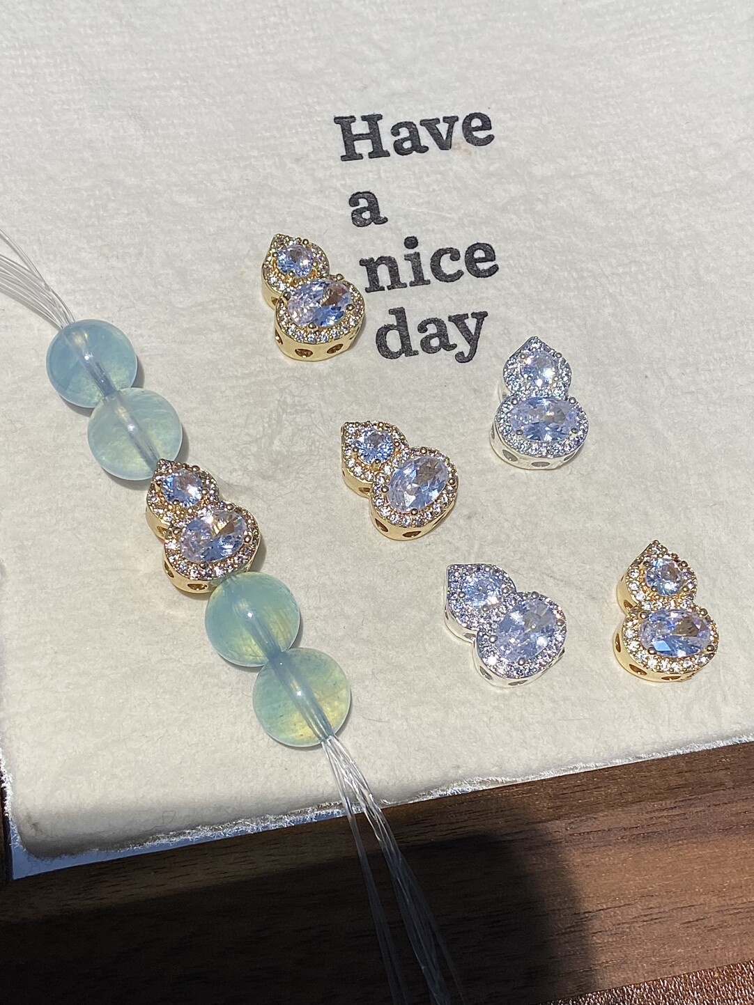 Gourd-Shaped Zircon Diamond Inlaid with Crystals and Loose Beads, Multi-Pass 18K Gold-Plated Color-Preserving DIY Jewelry Accessories