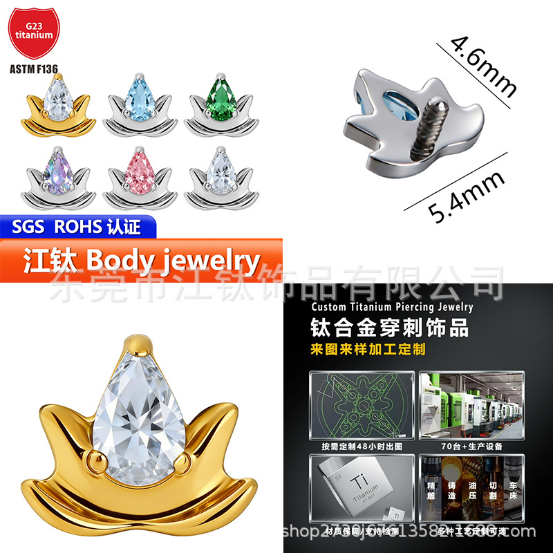 Pointed titanium steel lip stud product view