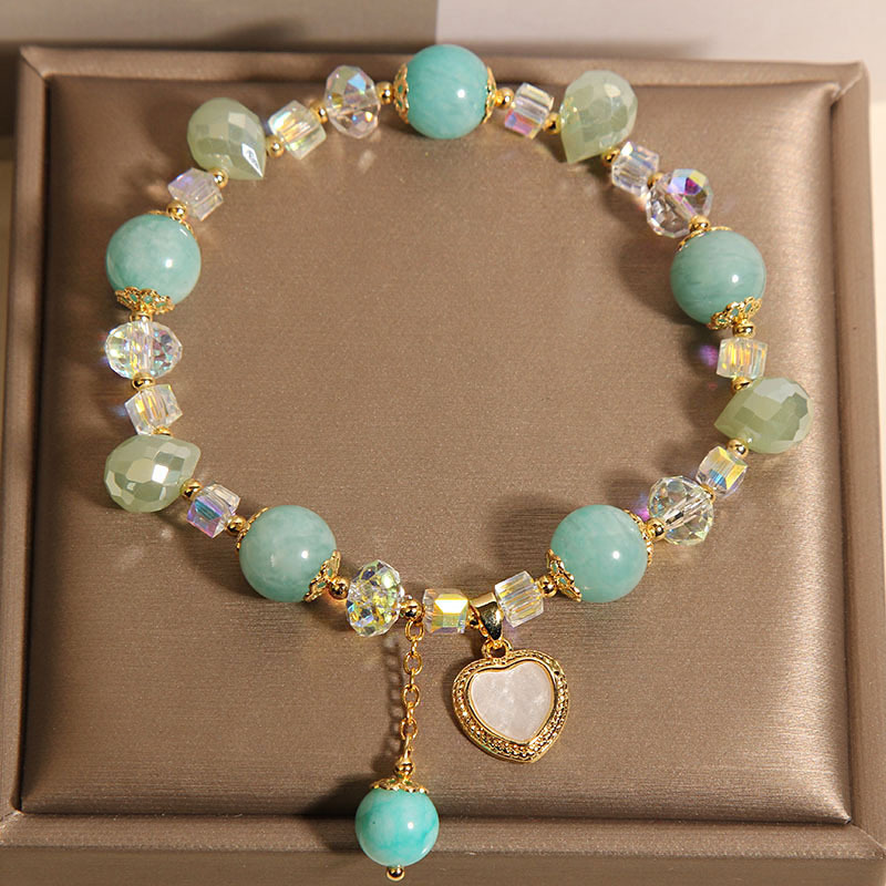 Pulsera de cristal de piedra Tianhe para mujer nuevo estilo ins ligero lujo nicho exquisito amor pulsera moda novia joyería de mano