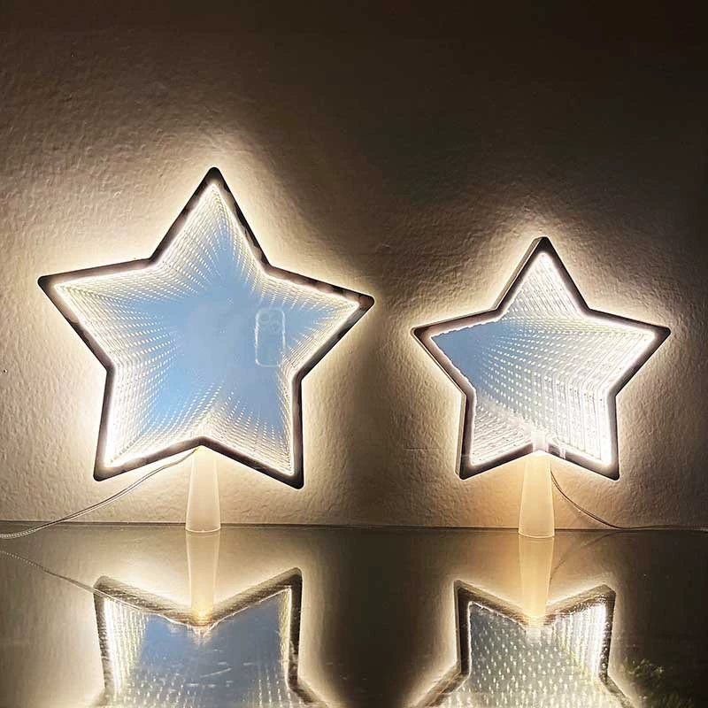 Верхушка елки 15 см x 21 см звезда на столбе Christmas освещенная тёплым цветом прозрачная пластиковая вершина елки пятиконечная звезда со светом