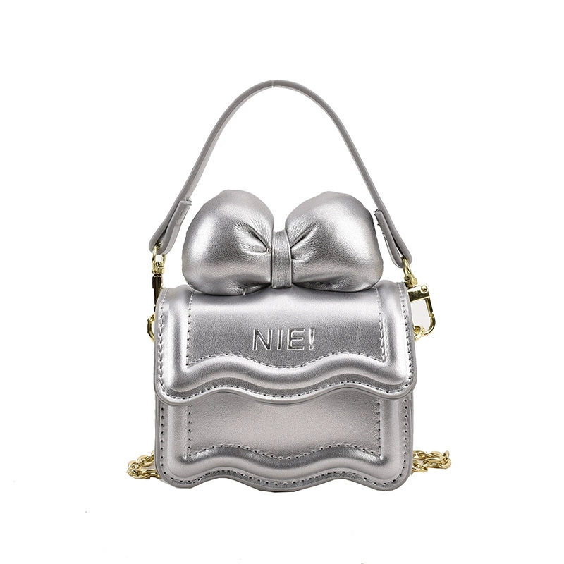 Mini shoulder bag, western style, chain strap, bow detail