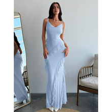 T 47336 Backless ruffle slit cami dress ¶����Ҷ�߿��õ���ȹ