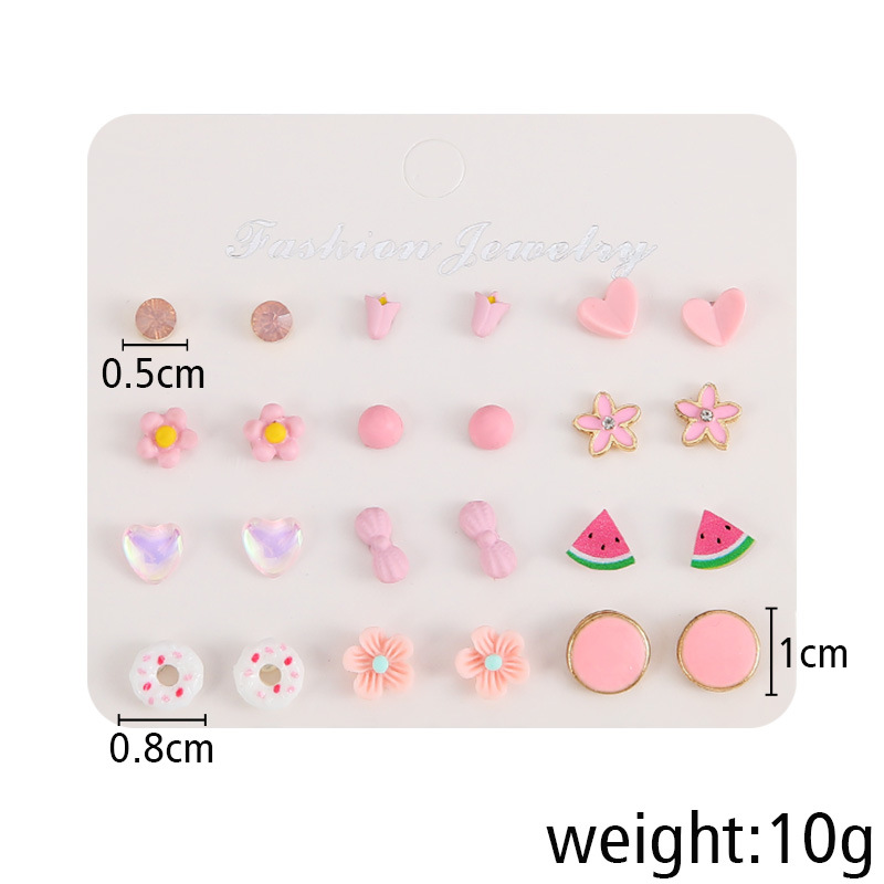 1 Set Fashion Star Heart Shape Bow Knot Alloy Glass Ear Studs display picture 4