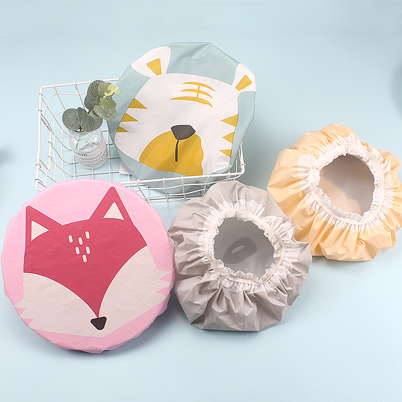 Yaling 8812 Wholesale Production EVA Waterproof Japanese Geometric Cartoon Edge Bath Hat Bathroom Shower Bath Hat