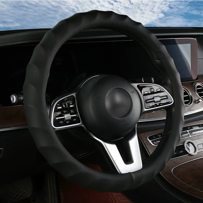 Cross-Border Napa Leather Hand-Shaped Style Car Steering Wheel Cover for 4S Store Car Interiors, Suitable for All Seasons (Steering wheel cover) - black-38cm