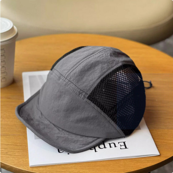 Summer Half-mesh Breathable Tooling Soft Rim Five-piece Cap Men's and Women's Outdoor Camping Sunshade Quick-drying Overturned Baseball Cap