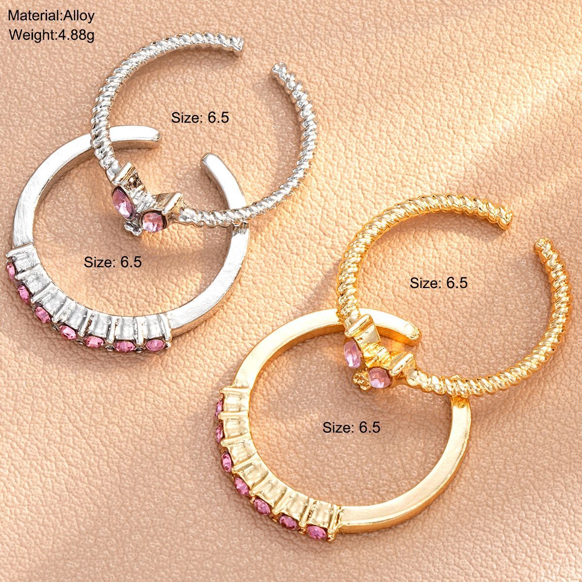 Minimalist Stackable Ring Set With Cubic Zirconia For Women_voghion.com