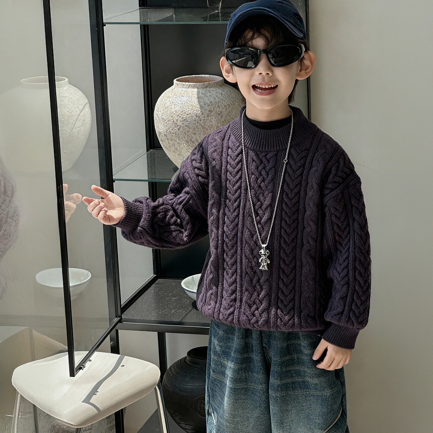 Twist sweater (dark purple)