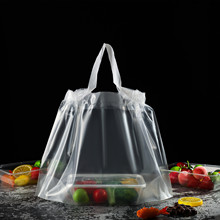 抽绳包装袋外卖打餐饮束口礼物手提透明烘焙塑料批发厂家亚马逊