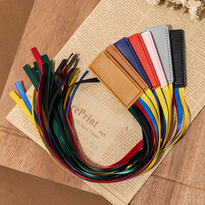 Cinta de cuero de estilo simple marcador cinta de cinco colores Biblia etiqueta cinta borla paginación nota logotipo imprimible