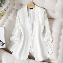 白色西装外套女设计感小众2022年新款夏季气质修身薄款小西服上衣