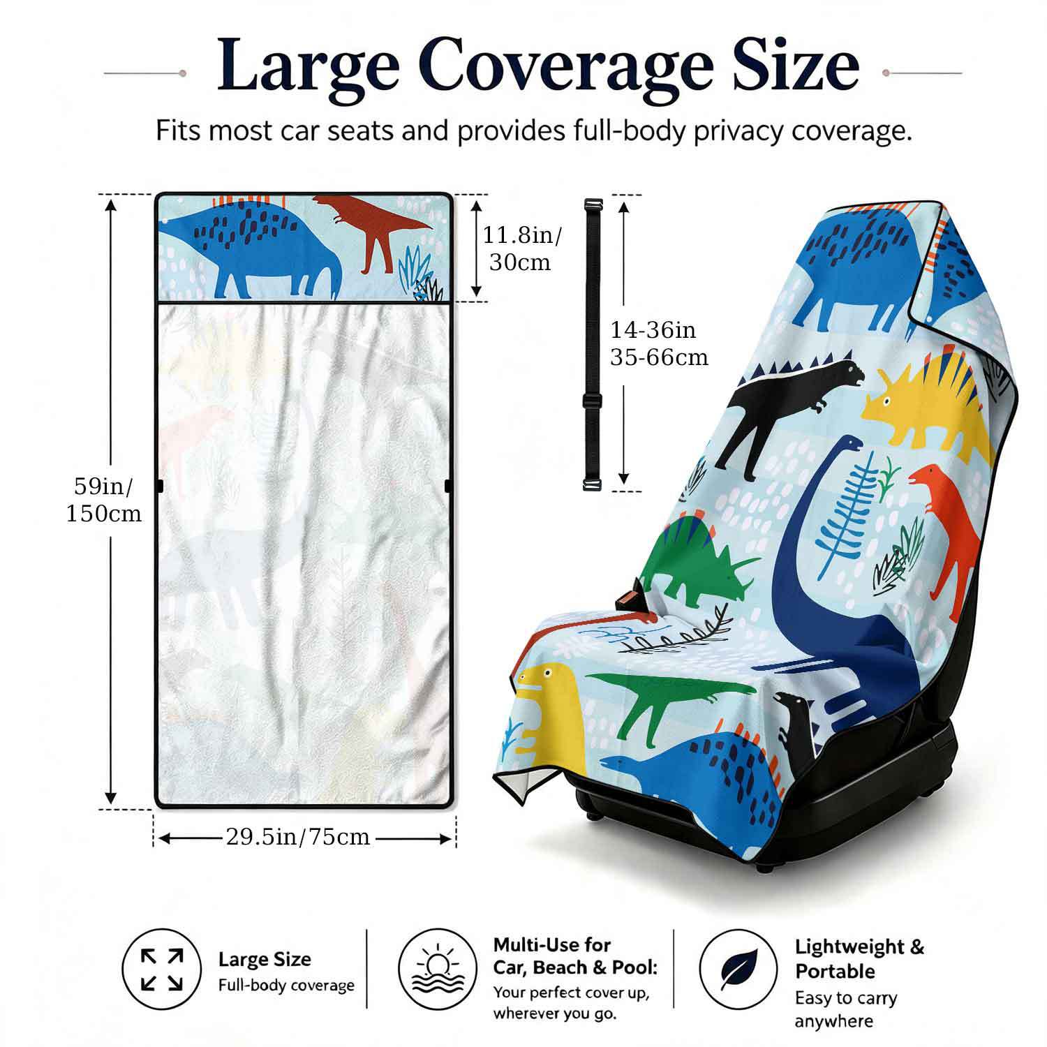 2-piece dual-use car seat cover, ultra-fine fiber, can be used as a beach towel, printed car protective seat cover 6