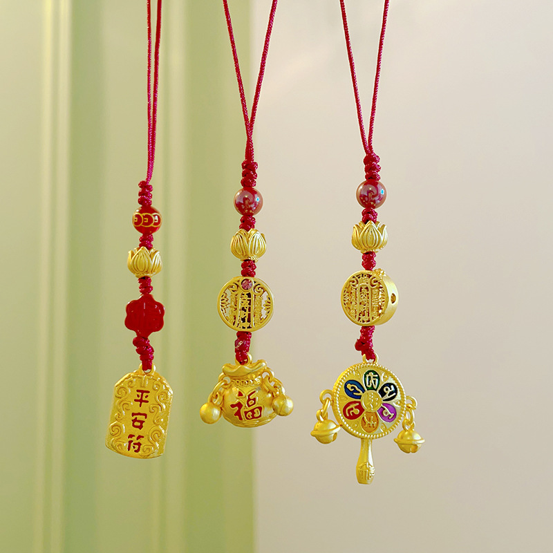 好运平安新款钥匙扣挂件手工编织绳手机链圈环男女款复古挂饰品