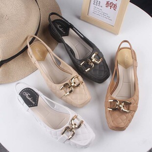 Heli Shark Women's Summer New Sandals Low Heel Covered Toe Fashion Women's Shoes Cool Belt Casual Flat Sandals