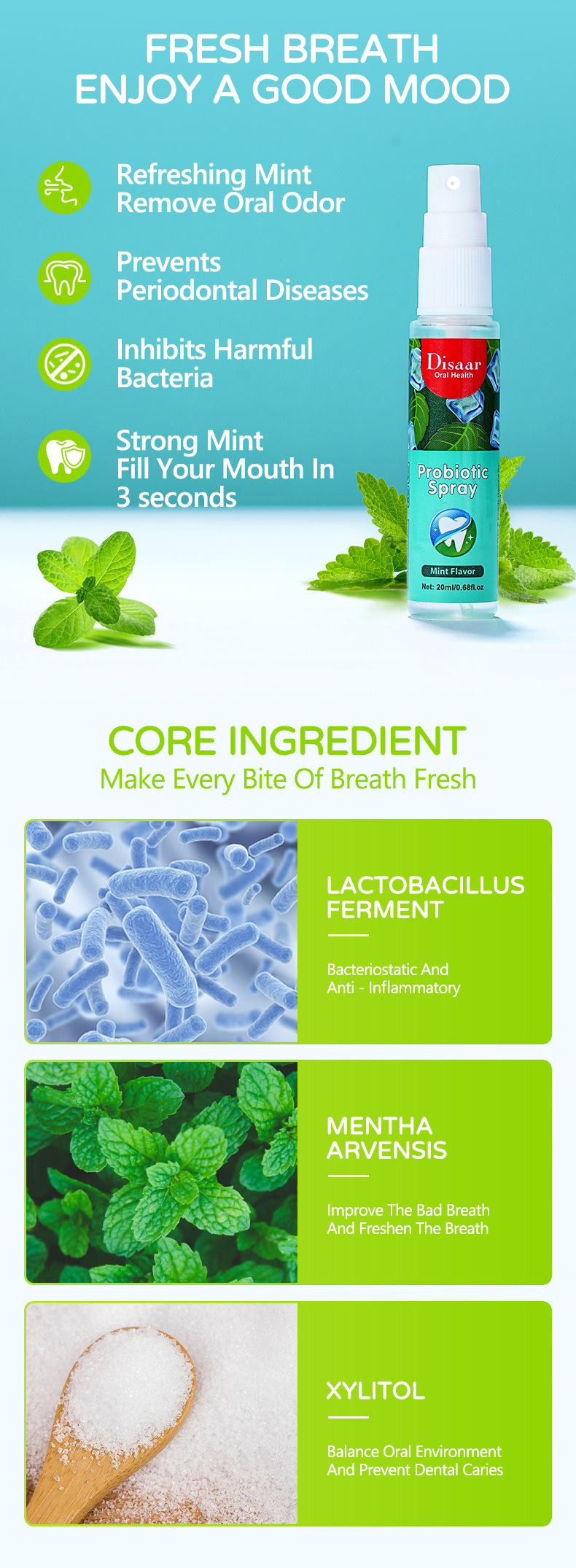 AAAAA+ Mátový osvěžovač dechu, přenosný deodorant, ústní voda, ústní sprej_voghion.com