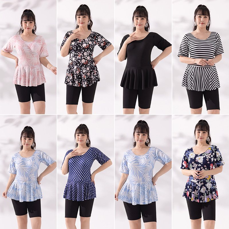 Traje de baño de una pieza para damas de mediana edad, tamaño extra grande, traje de baño de primavera caliente de adelgazamiento conservador de niña gordita