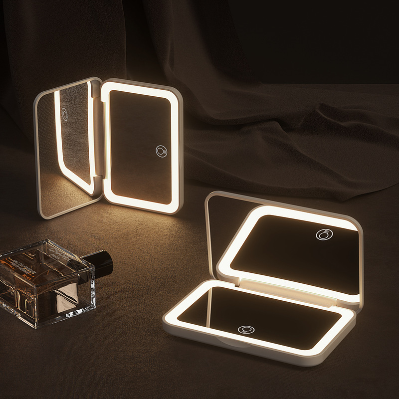 工場卸売り日系携帯led化粧鏡三色無調光ミニ手持ちプレゼント小鏡カスタム|undefined