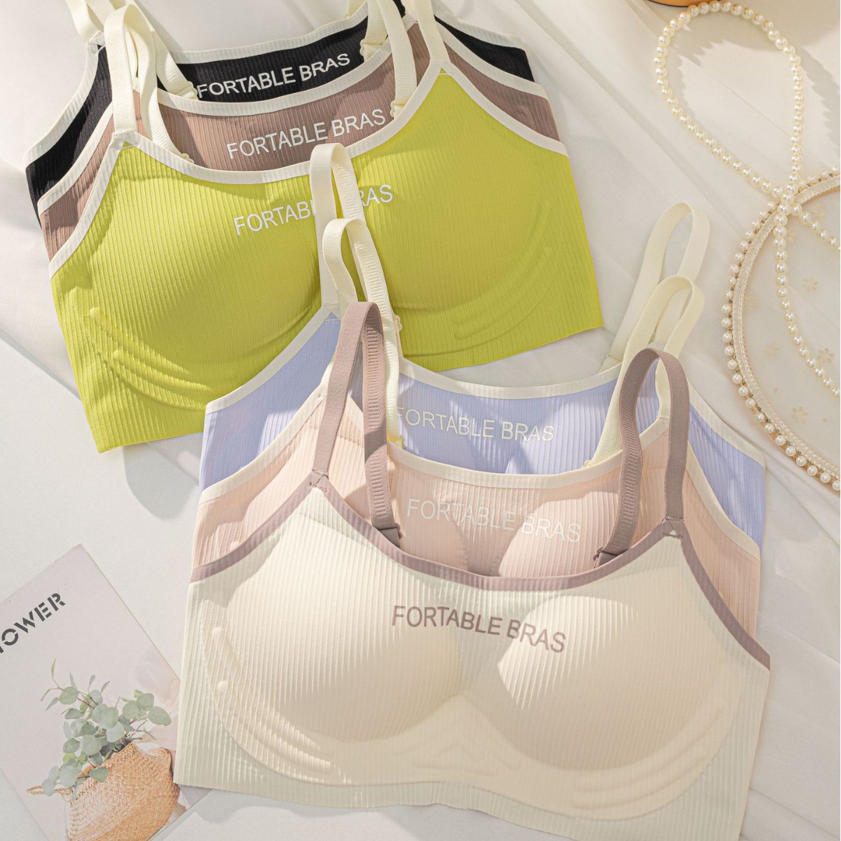 Venta directa de fábrica comercio electrónico transfronterizo Sudeste asiático Vietnam Tailandia damas contraste color superior soporte sin costuras colección lateral sujetador