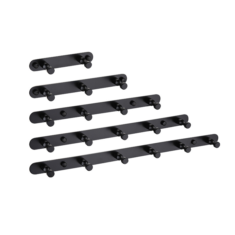 北欧304不锈钢黑色免打孔挂钩 卫生间厨房壁挂排钩浴室衣帽钩挂件