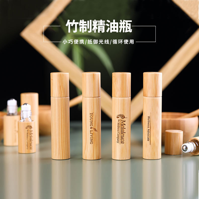 Natural Bamboo and Wood Bead Bottle 10m l Essential Oil Perfume Massage Bead Empty Bottle Bottled for Shading